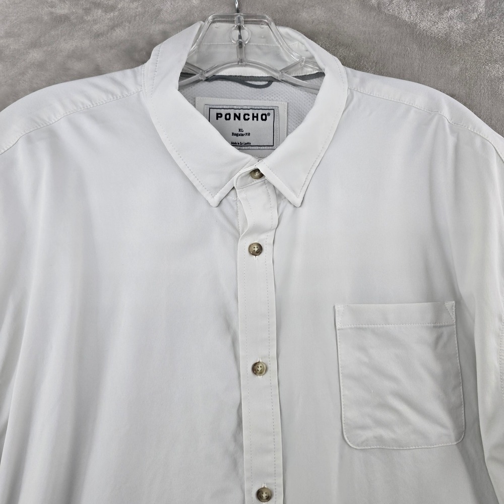 Poncho ultra-lite Shirt Mens XL White Short Sleeve Regular Fit Performance STAIN